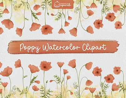 Poppy Watercolor Clipart