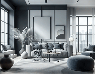 Interior Monochrome || Livingroom Modern Elegance