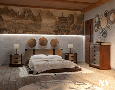 Bedroom in WabiSabi style