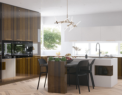 Modern kitchen with retro fronts