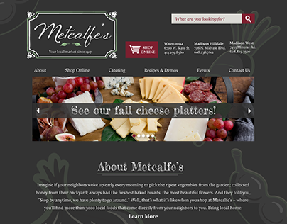 Metcalfe's Website Re-Design - Home Page & Recipes Page