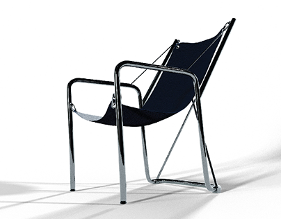 Navy Blue Metal Design Chair