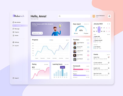 Dashboard UI design for Education platform