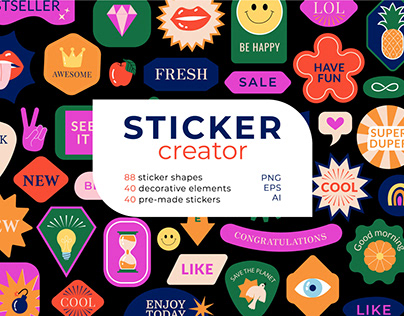 Sticker creator, vector element pack