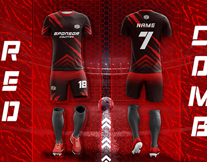 Red Comb Football Soccer Jersey Design
