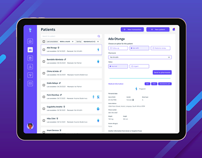 Patients Management Page for Pharmacy App