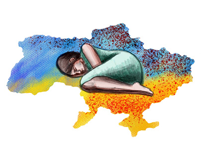 Sleeping Ukraine in blood