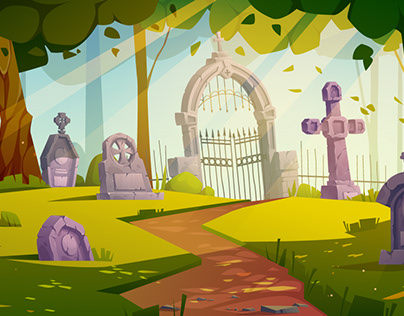 Vector graveyard illustration