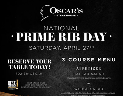 Oscar's Steakhouse Prime Rib Day Poster