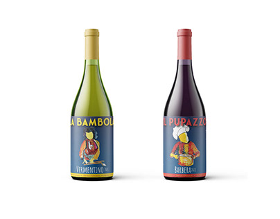Red and White Wine labels for Gnocchi Gnocchi Brothers