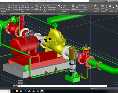 AUTOMATIC FIRE SPRINKLER SYSTEM FIRE PUMP 3D