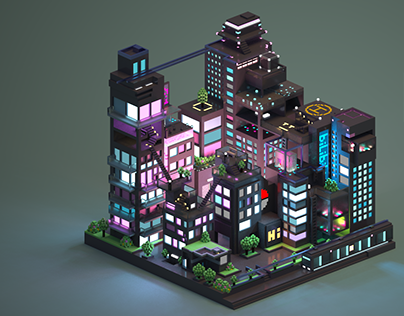 Neon city magicavoxel