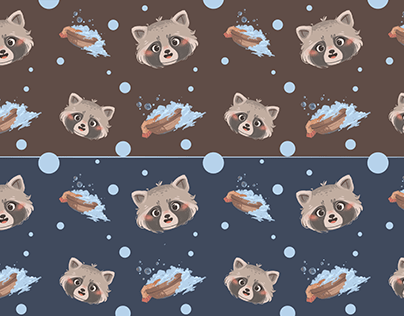 Cute raccoon | seamless pattern design