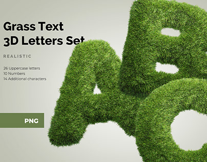 Grass Text 3D Letters Set