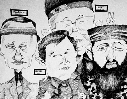 Ink and paper drawing: Survivor World Leaders