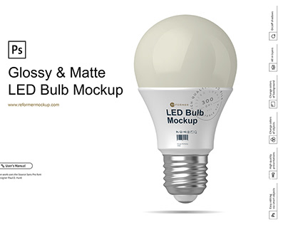 Glossy & Matte LED Bulb Mockup