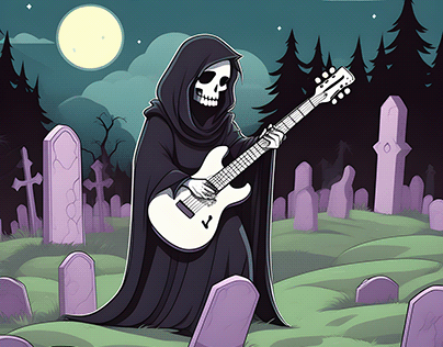Design Grim Reaper Guitar Player