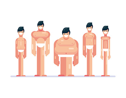 5 Different Body Types - Flat Design Characters