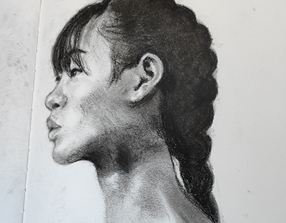 Model Girl Charcoal Drawing on Fabriano Sketchbook