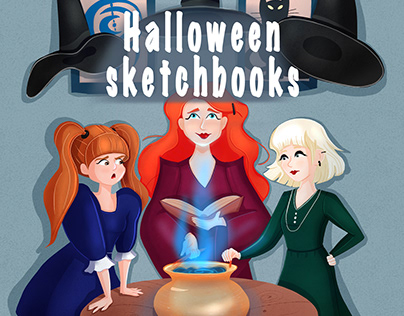 Halloween Sketchbook Covers. Concept. Illustration.