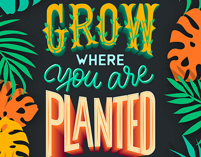 Grow where you are planted Lettering