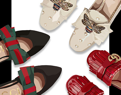 Fashion Illustration Ad: Gucci Shoes