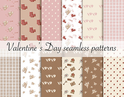 Cute Valentine's Day seamless patterns