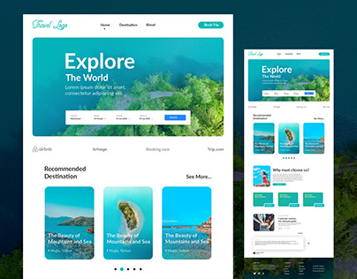 Vector landing page design for travel agency