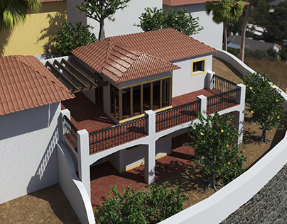 3Dbild inför bygglov på terrass på hus i Spanien