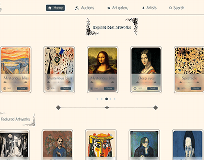 reponsive web design of art auction app in adobe xd