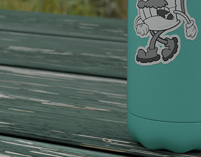 Photorealistic Water Bottle with Sticker