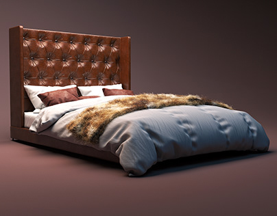 Chesterfield Leather Panel Bed
