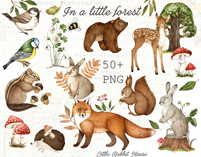 Watercolor Forest Animals Bundle