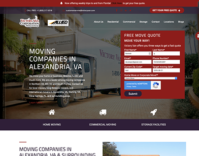Moving Company Transportation Website development