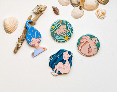 Etsy Shop Products - clay brooches & pins