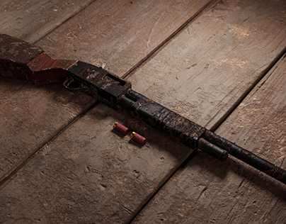 Old Pump Shotgun 3d modelling and texturing