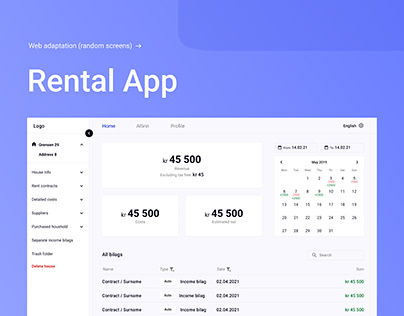 Rental App - Web Adaptation (selected screens)