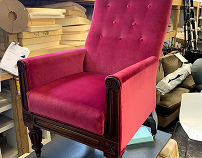 Reupholstered Vintage Velvet Armchair