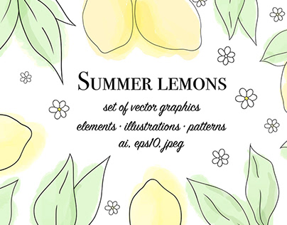 Summer lemons set of vector graphics, AI, EPS10, JPEG
