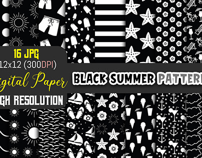 Black Summer Patterns – Digital Papers