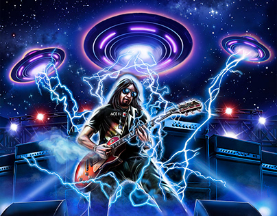 Project thumbnail - Ace Frehley - 10000 Volts album cover illustration