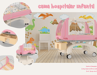 Cama Hospitalar Infantil - Render 3D
