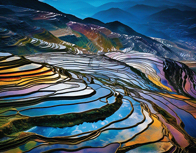 Yunnan Terraced Fields, Cold Abstract