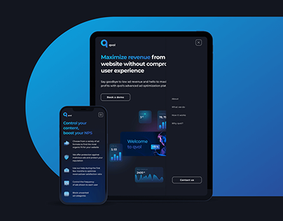 Landing page design for IT company dark style