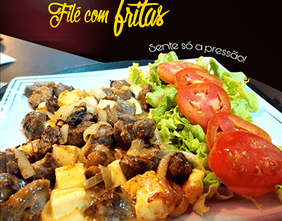 Flyer de divulgação Saboroso prato Filé com Fritas