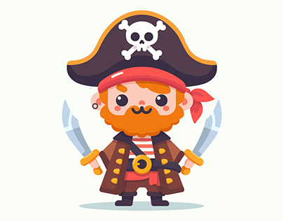 Pirate in a hat with swords