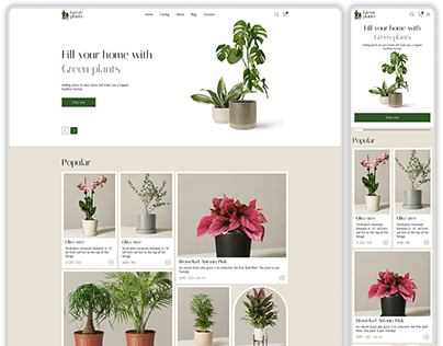 Houseplants online shop website UI/UX design