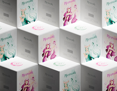 mermaids candles label & box packaging design