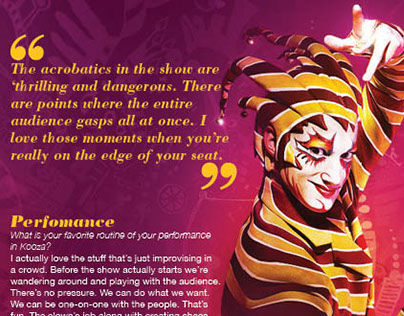 Cirque Du Soleil: Kooza Magazine Spread Redesign