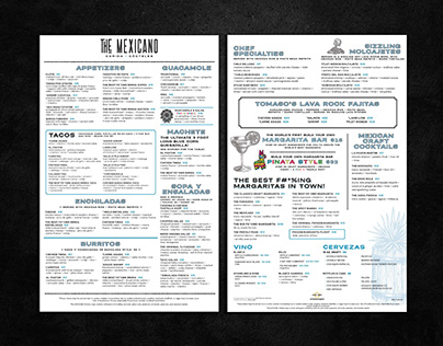 Menu Layout Designs for Mexican Restaurant